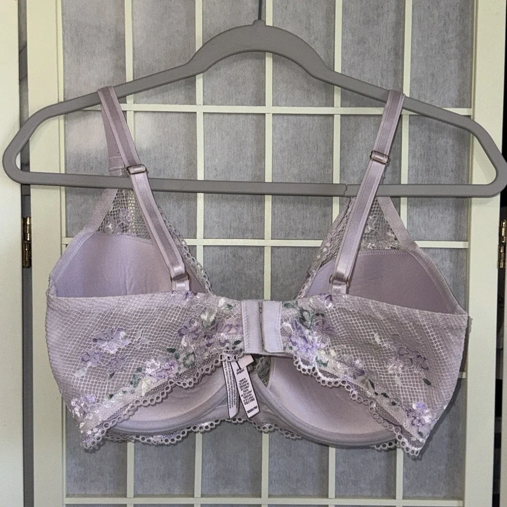 Victoria's Secret Dream Angel Embroidered Floral Lightly Lined Plunge‎ Bra 36DDD
